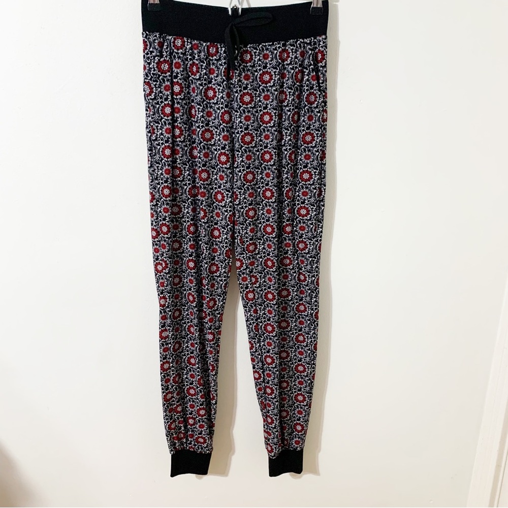 Kathy Jogger Style Pajama Pants Cuffs at Ankles Ribbed Waistband Faux Drawstring